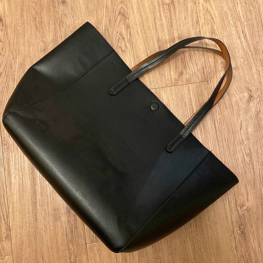 Reversible Black and Brown Shoulder Tote